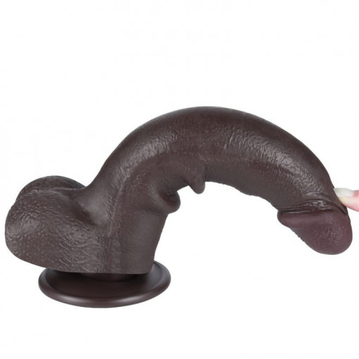 Dildo realist 8.5'' Sliding Skin Dual Layer Dong Black I (22cm) - Img 2