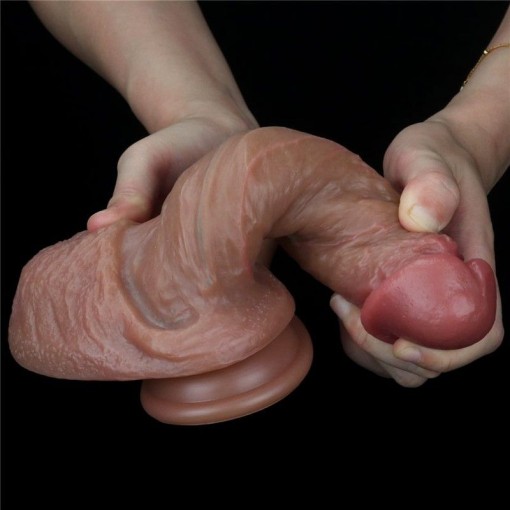 Dildo realist din silicon cu două straturi 7.5'' Dual-Layered Platinium Silicone (19.5cm x 4.5cm)
