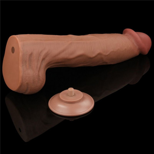 Dildo realist gigantic cu doua straturi 14'' King Sized Sliding Skin Dual Layer Dong Brown (36cm) - Img 3
