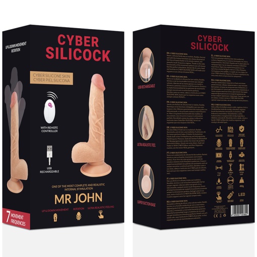 Dildo Realist, Miscare Up &amp; Down, Telecomanda, 23.88 cm Cyber Silicock Mr. John - Img 6