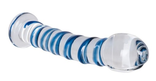 Dildo usor curbat realizat din sticla transparenta Arts Clair Bleu Glass Dildo (18cm)
