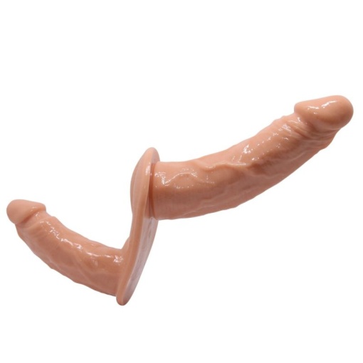 Ham elastic reglabil cu dildo cu două capete Ultra Passionate Harness Double Dildos Strap on (13.5cm- 10.2cm) - Img 4