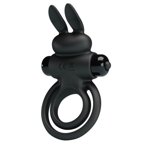 Inel penis cu stimulare clitoridiana Pretty Love Vibro Penis Ring Bunny III Black - Img 5