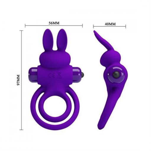 Inel penis din silicon Pretty Love Vibro Penis Ring Bunny III Blue - Img 2