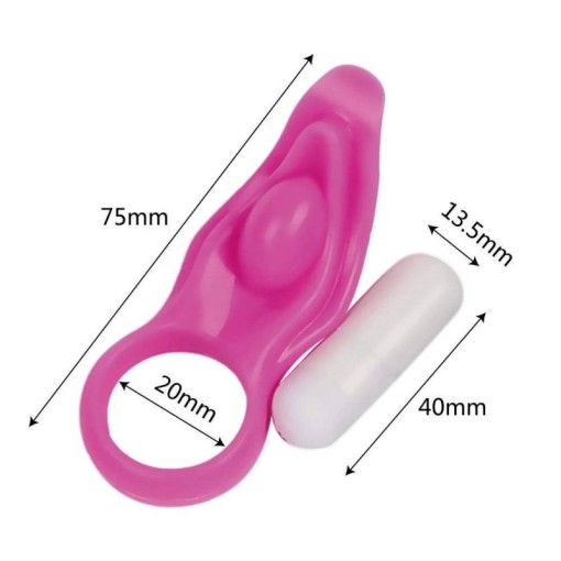 Inel vibrator puternic din silicon cu o singura viteza Power Clit Cockring Pink