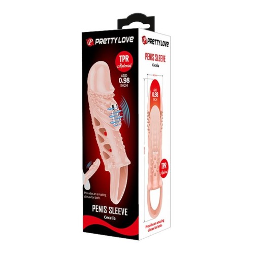Manșon pentru penis cu vibratii PRETTY LOVE – CECELIA, NUDE (18,5CM) - Img 2