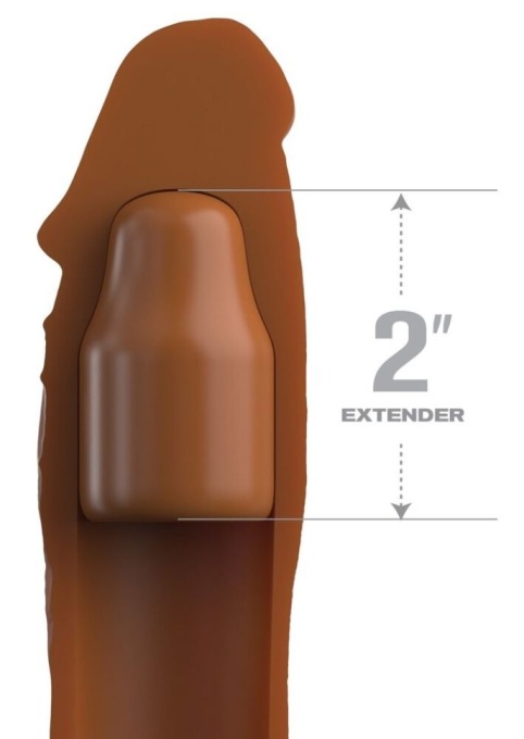 Manson prelungitor elastic din silicon moale pentru penis 2" Silicone X-tension Brown (20.3 cm) - Img 3