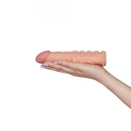 Manson prelungitor penis Pleasure X-Tender Penis Sleeve Flesh 18.5cm - Img 2