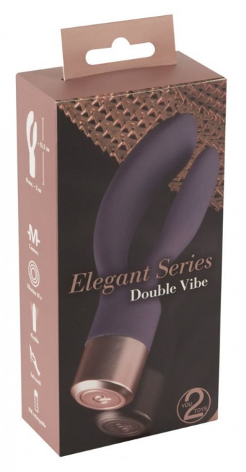 Mini Vibrator iepure din silicon, extrem de flexibil Elegant Series Mini Double Vibe (15,2 cm) - Img 2