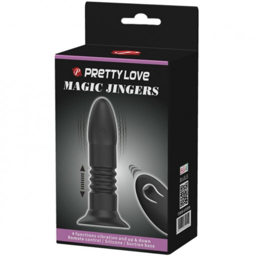 Plug anal din silicon cu 4 functii de vibratie si 4 functii de miscari sus si jos Vibrator Anal Pretty Love Magic Jingers (13.8cm) - Img 2
