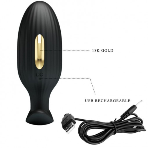 Plug anal unisex cu 3 setari de electro-stimulare, 12 moduri de vibratie Pretty Love Jefferson (9.2cm) - Img 6