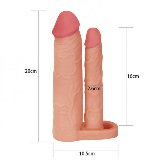Prelungitor penis cu stimulator anal 2" Double Penis Sleeve 20cm - Img 3