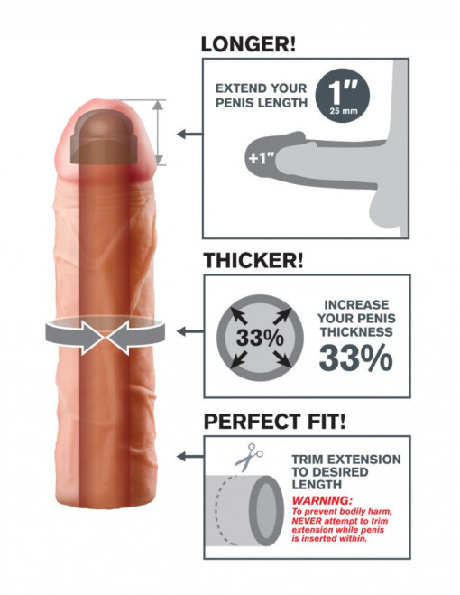 Prelungitor penis super realist X-TENSIONS PERFECT EXTENSIONS 17.7cm - Img 3