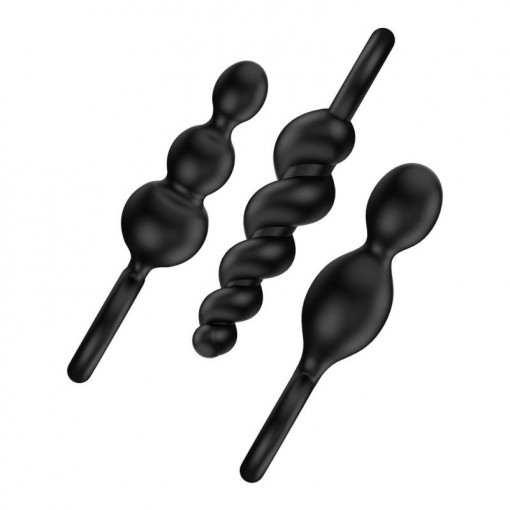 Set de 3 dopuri anale cu inel la baza Satisfyer Plugs Black set of 3 - Img 2