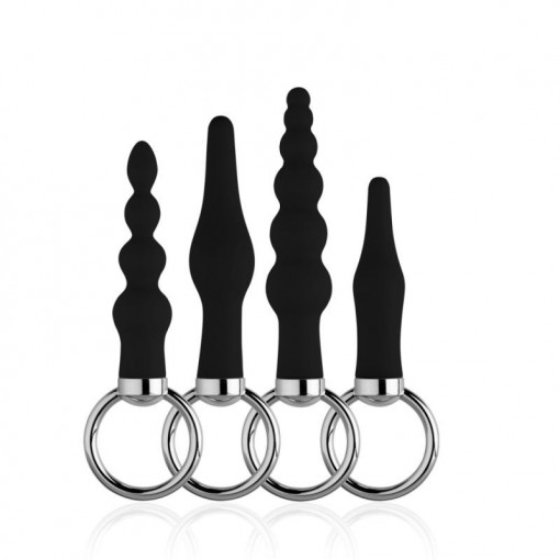 Set de 4 pluguri anale modele diferite BACK UP BUTT PLUG KIT BLACK (4pcs) - Img 2