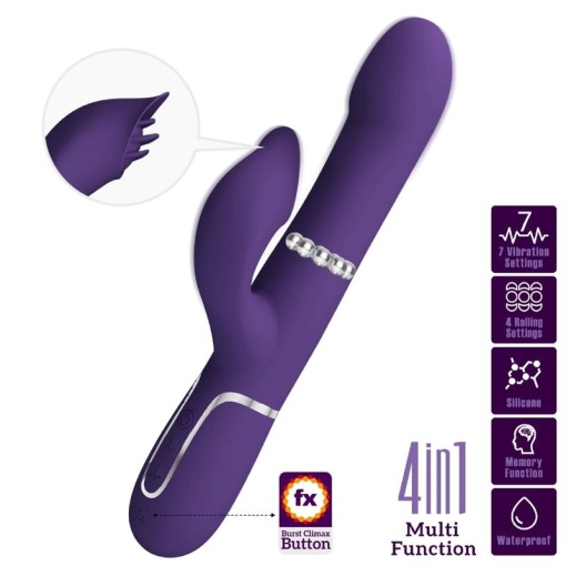 Vibator multifunctional Pretty Love - Zalin Rabbit Vibrator Pearls 4 in 1 (Purple) - Img 6
