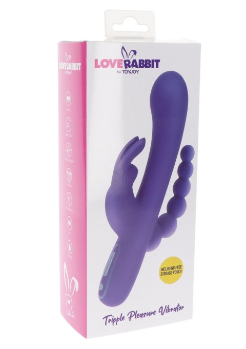 Vibrator 3-în-1 în stil iepure Triple Pleasure Vibrator, purple (21.5cm) - Img 4