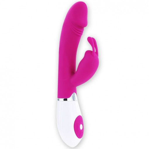 Vibrator cu stimulator clitoridian sub forma de iepuras Pretty Love Gene 20cm - Img 2