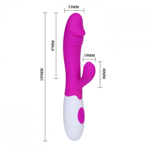Vibrator rabbit cu dubla stimulare, din silicon Vibrator Pretty Love Snappy 19.5cm - Img 5