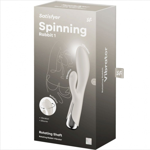 Vibrator rotativ cu stimulare punct G si clitoris Satisfyer Spinning Rabbit 1 Beige