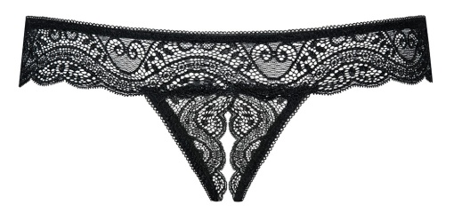 Chilot cu decupaj in zona intima, fabricat din dantela fina cu motive florale Obsessive, black - L/XL - Img 2