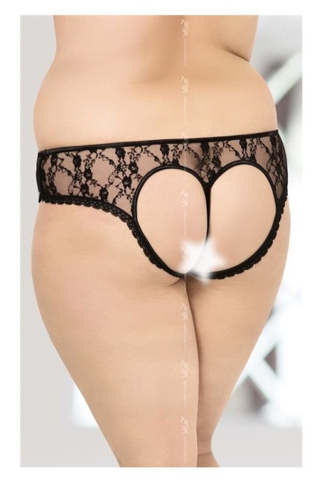 Chilotei din dantela cu model la spate in forma de inima THONGS 2472 BLACK - XL - Img 2