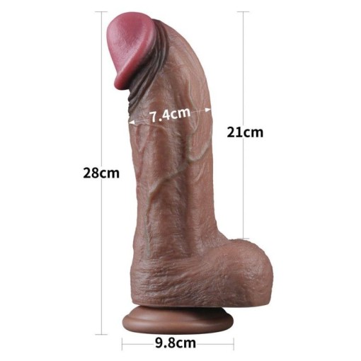 Dildo cu ventuza din silicon cu doua straturi 11'' Dual Layered Silicone Cock XXL (28cm)