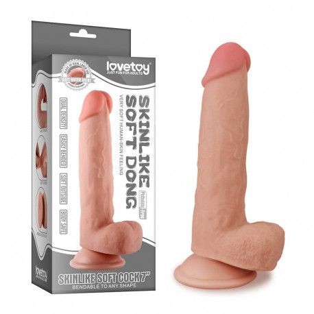 Dildo din material realist cu 2 straturi, pentru o senzatie reala Bendable Skinlike Cock 18cm - Img 2