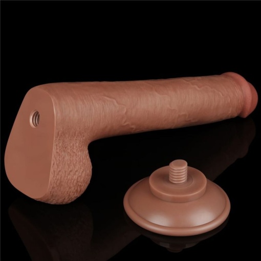 Dildo din material TPE super realist cu doua straturi 9'' Sliding Skin Dual Layer Dong Brown (22cm) - Img 7