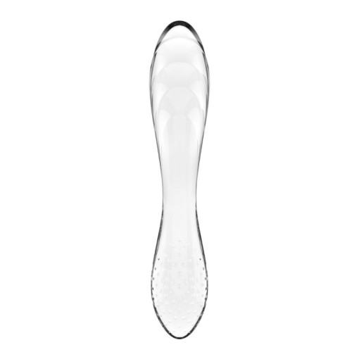 Dildo din sticla borosilicata solida cu doua capete Satisfyer Dazzling Crystal 1 transparent (18.2cm)