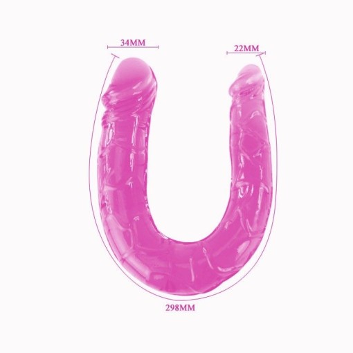 Dildo dublu transparent DOUBLE DONG PURPLE, 30CM culoare mov