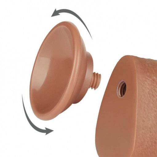 Dildo realist 9.5'' Sliding Skin Dual Layer Dong Brown (24cm) - Img 3