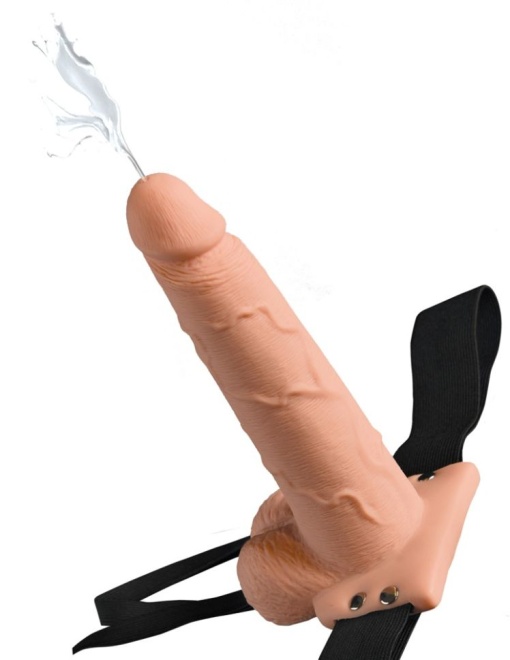 Dildo realist, cu interior gol functie de stropire 7.5" Strap-on Squirting 21.6cm - Img 2