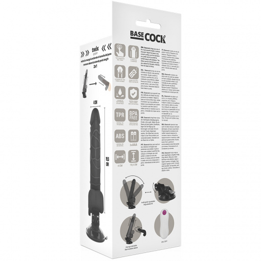 Dildo realist cu vibratii cu telecomanda 19.5 x 4cm 12 moduri de vibrație NEGRU - Img 3