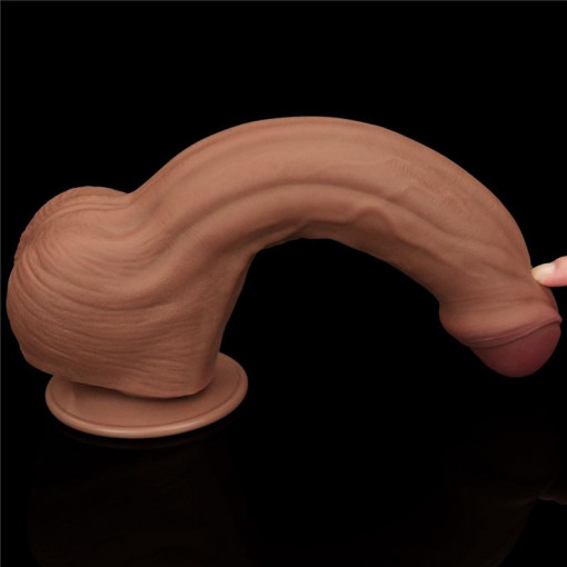Dildo realist gigantic 11.5'' King Sized Sliding Skin Dual Layer Dong Brown (29cm) - Img 6