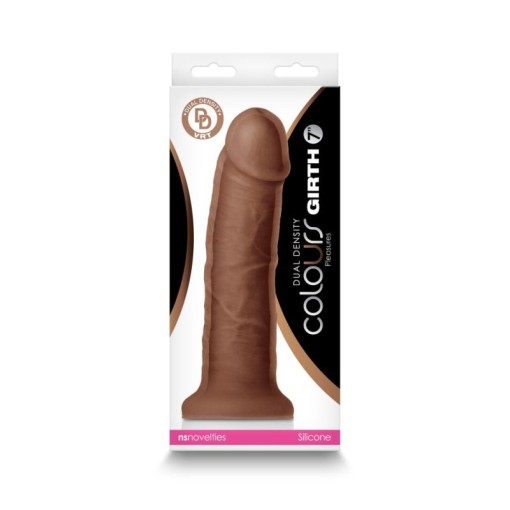 Dildo realistic din silicon cu ventuza de fixare Dual Density - 7" Girth Dildo - Brown (20.9cm) - Img 2