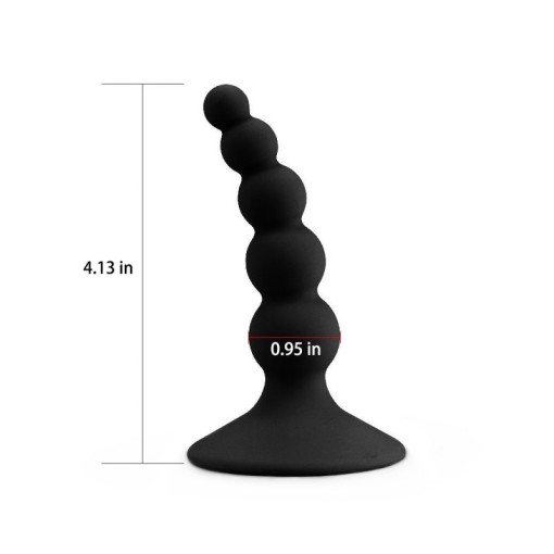 Dop anal cu margele Lure Me Beaded Anal Plug Black 10cm - Img 3