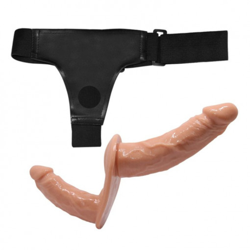 Ham elastic reglabil cu dildo cu două capete Ultra Passionate Harness Double Dildos Strap on (13.5cm- 10.2cm) - Img 2