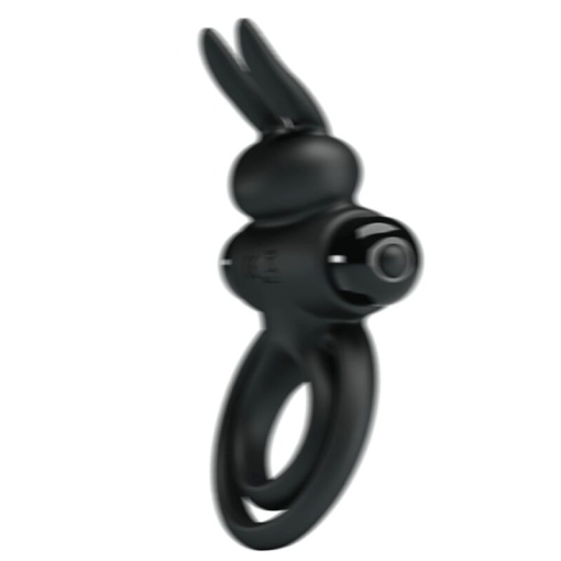 Inel penis cu stimulare clitoridiana Pretty Love Vibro Penis Ring Bunny III Black - Img 6