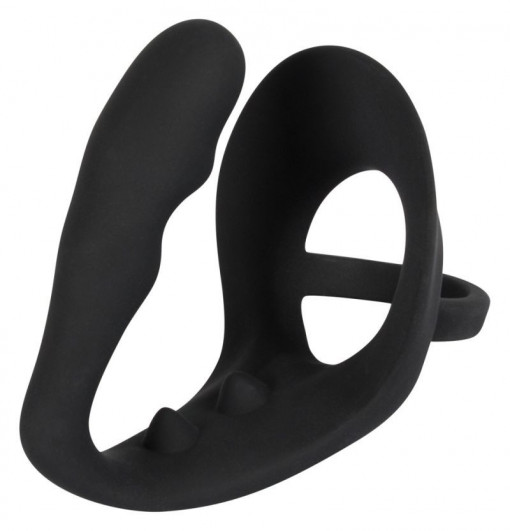 Inel pentru penis/bile cu plug anal pentru stimularea punctului P Ring &amp; plug - Img 2
