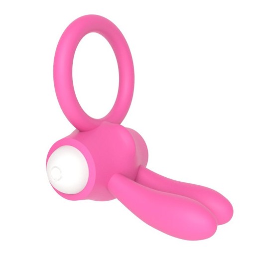 Inel vibrator puternic cu stimulator clitoridian POWER CLIT COCKRING PINK - Img 4