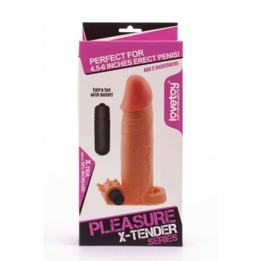 Prelungitor penis cu vibratii Pleasure X-Tender Vibrating Penis Sleeve2 17cm - Img 2
