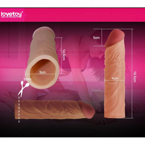 Prelungitor penis Pleasure X-Tender Penis Sleeve 3 Mulatru 19cm - Img 2