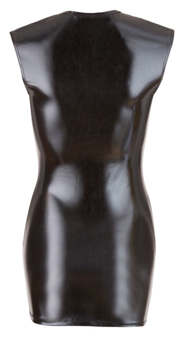 Rochie neagra, stralucitor cu aspect umed, cu decolteu adanc si fermoar bidirectional Cottelli Party - M - Img 3