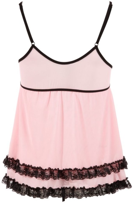 Set 2 piese Babydoll cu dantela neagra si bikini asortatiSet Cottelli Lingerie, pink/black - XL - Img 4