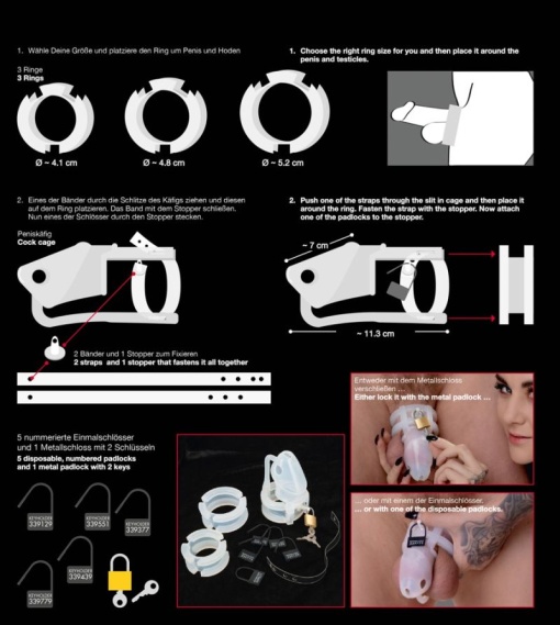 Set centura de castitate din silicon Cock Cage Set 15 pcs. - Img 3