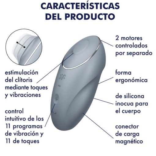 Stimulator clitoris Satisfyer Tap &amp; Climax 1 bluegrey - Img 2