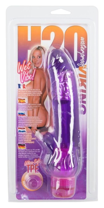 Vibrator clasic cu vene pronuntate si stimulator de clitoris H2O Viking Wet Vibe (23 cm long) - Img 2