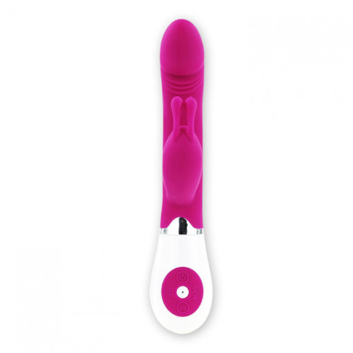 Vibrator cu stimulator clitoridian sub forma de iepuras Pretty Love Gene 20cm - Img 3