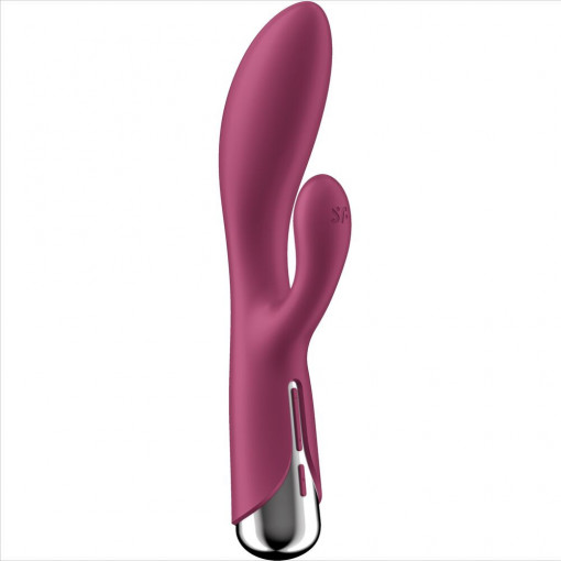 Vibrator iepure cu 12 programe de vibratii intense si 5 programe suplimentare de rotatie Satisfyer Spinning Rabbit 1, red (20cm) - Img 4